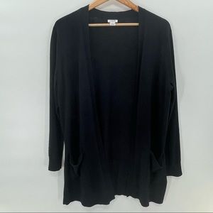 J. Crew Black Long Sleeve Lightweight Cardigan with Pockets Size Medium